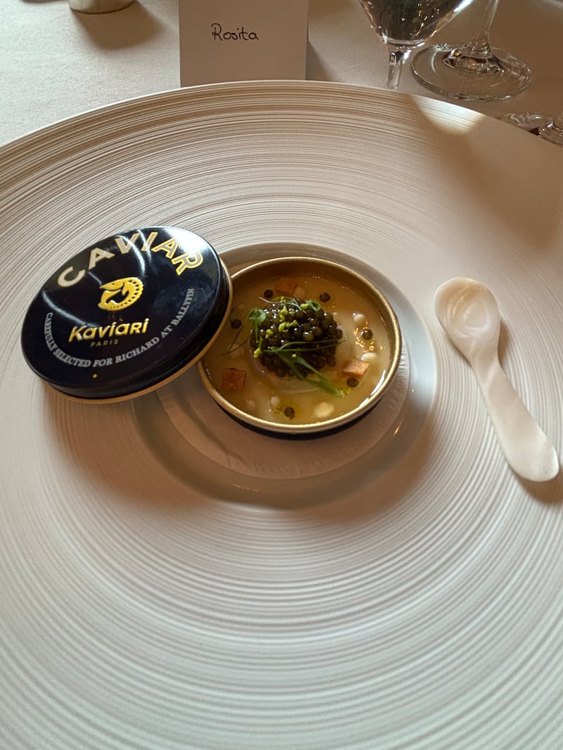 Served in a little caviar tin was an astonishing unami savoury custard with a spoon of caviar atop