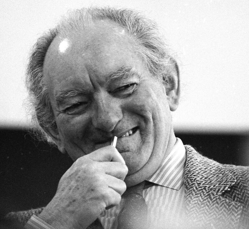 Brian Friel at the first rehearsal of his play Dancing at Lughnasa at the Dance Centre, Digges Lane, Dublin in March 1990. Photograph: Frank Miller