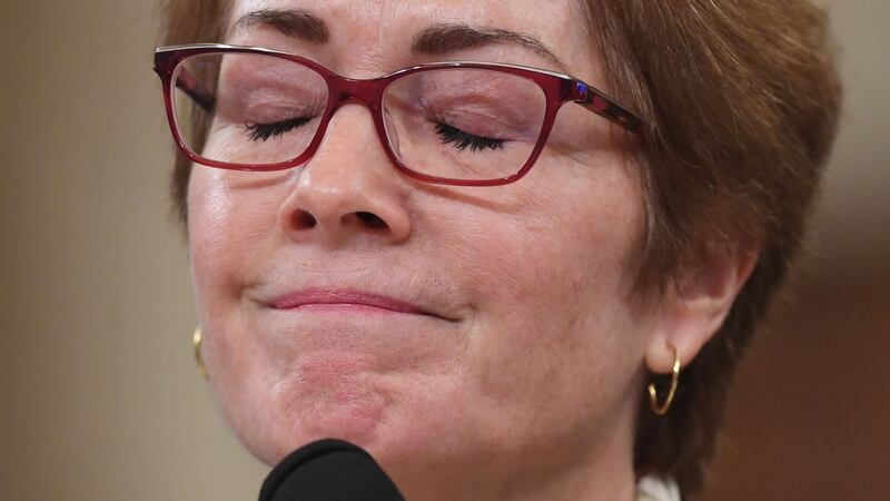 Marie Yovanovitch testifies before the House intelligence committe as part of the impeachment inquiry into US president Donald Trump, on Capitol Hill in Washington DC on Friday. Photograph: Saul Loeb/AFP/Getty