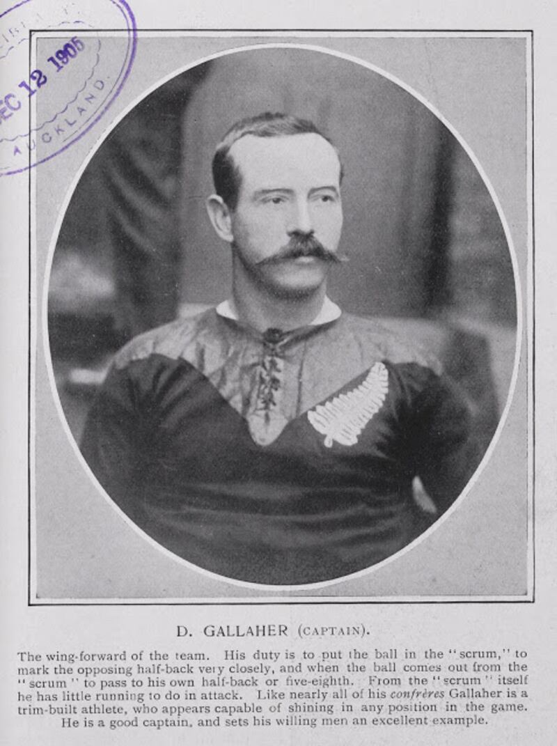 Dave Gallaher, the Ramelton, Co Donegal-born player who was the first captain of New Zealand’s All Blacks and died in Flanders in the first World War