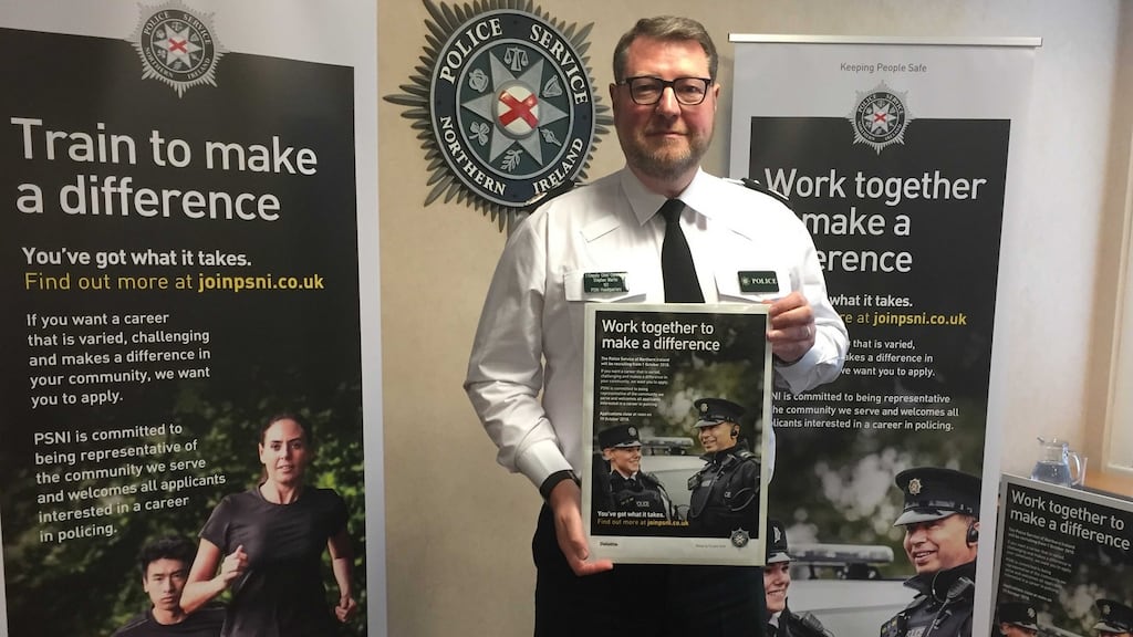 PSNI temporary deputy chief constable Stephen Martin at the launch of a recruitment drive for 400 new officers in Belfast. Photograph: Michael McHugh/PA Wire