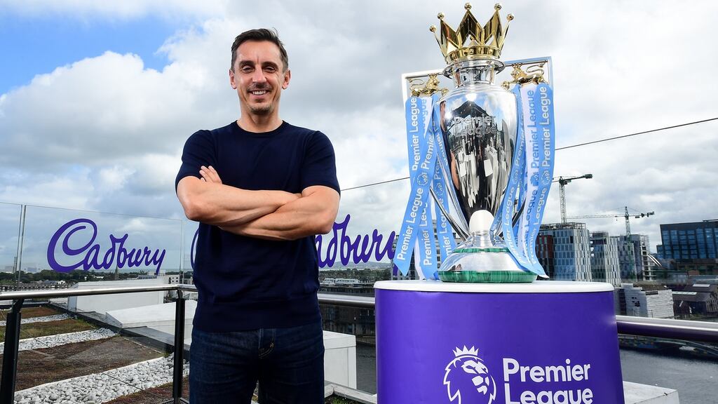 Gary Neville launches Cadbury’s third year as ‘Official Snack Partner’ to the Premier League in Dublin. Photograph:   David Fitzgerald/Sportsfile