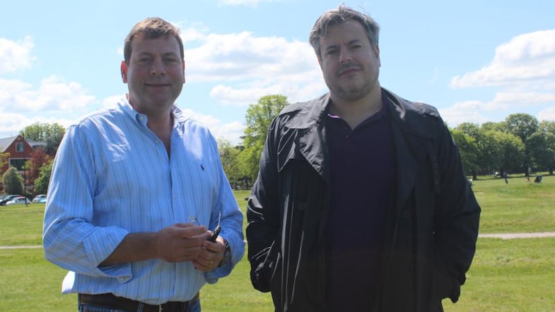Mark Reed (left), Oliver Reed’s son, with Rob Crouch