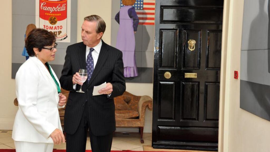 Pictured at the launch of Ireland’s Great Hunger Museum are Jean Husted (University vice-president) and John L. Lahey (university president)