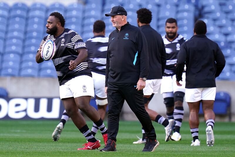 Fiji head coach Vern Cotter during a captain's run at Murrayfield. Photograph: Jane Barlow/PA