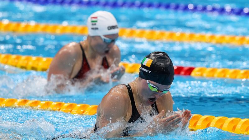 Ireland’s Mona McSharry on her way to finishing second in her 200m breaststroke heat. Photo: Bryan Keane/Inpho