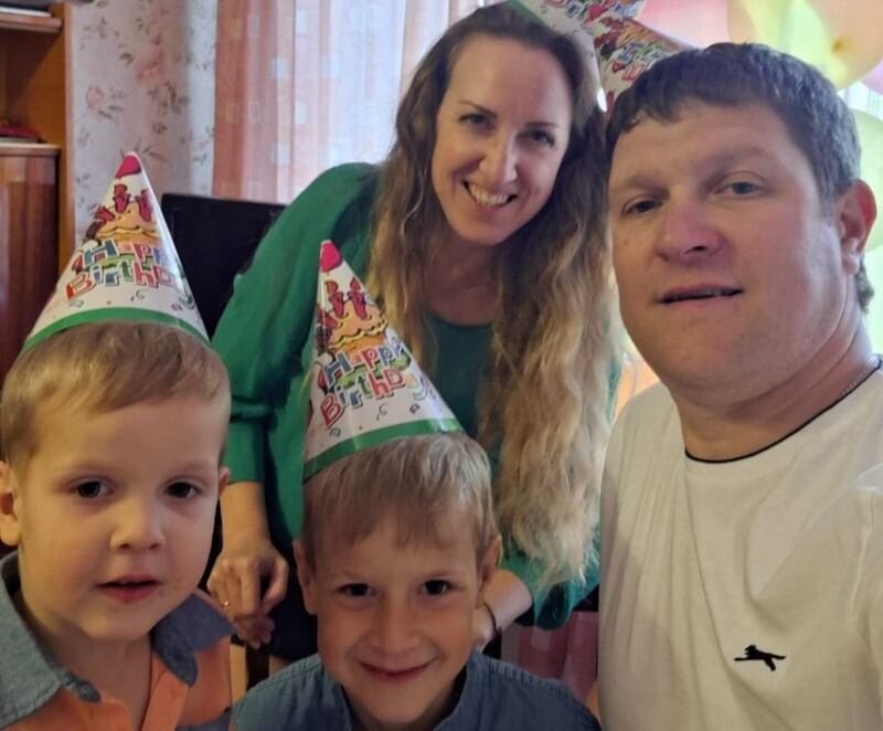 Hryhorii Holovko with wife Iryna and sons Serhii (middle) and Yehor