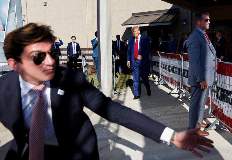Former US president Donald Trump leaves the Believers and Ballots Faith Townhall at Christ Chapel, Zebulon, on Wednesday. Photograph: Anna Moneymaker/Getty Images