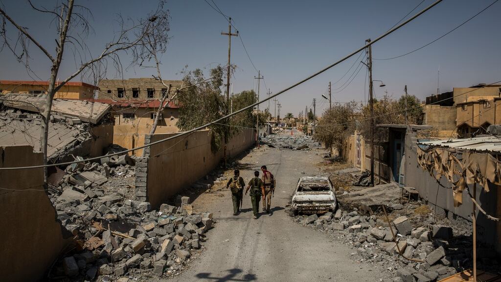 Shia militia fighters in Tal Afar, Iraq: Prime minister Mustafa al-Kadhimi has been powerless to end the killings of some 40 activists. File photograph: Ivor Prickett/New York Times