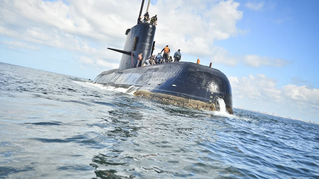 Undated handout photo from the Argentine Navy of the ARA San Juan submarine, which is missing. File photograph: Argentina Navy/EPA