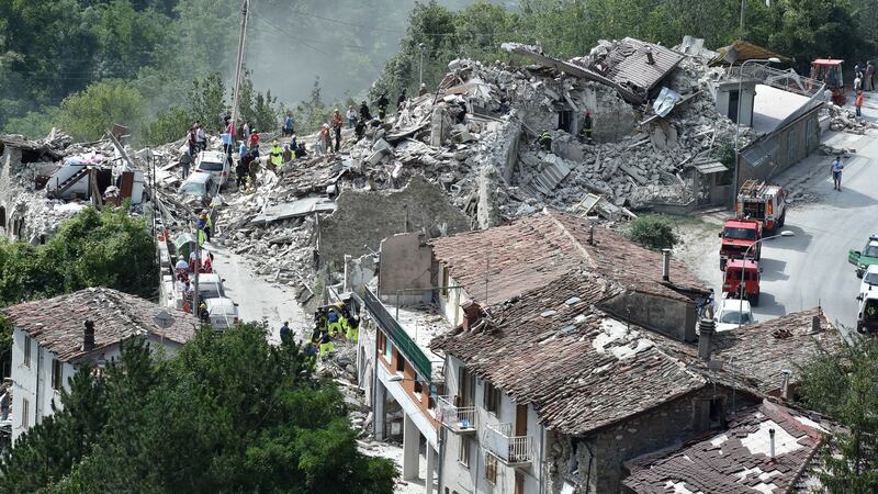 The town of Pescara del Tronto which was destroyed by the earthquake. Photograph: Giuseppe Bellini/Getty Images