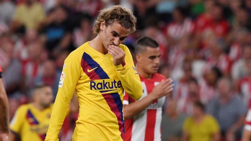 Antoine Griezmann’s Barcelona debut ended in defeat in Bilbao. Photograph: Vincent West/Reuters