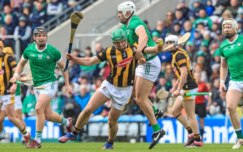 Kilkenny's Tommy Walsh in action against Aaron Gillane of Limerick during the Allianz Hurling League Division One Final at Páirc Uí Chaoimh. Photograph: Evan Treacy/Inpho