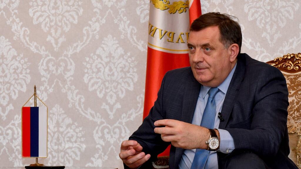 Bosnian Serb leader Milorad Dodik: accused of ramping up nationalist rhetoric. Photograph: Elvis Barukcic/AFP/Getty Images