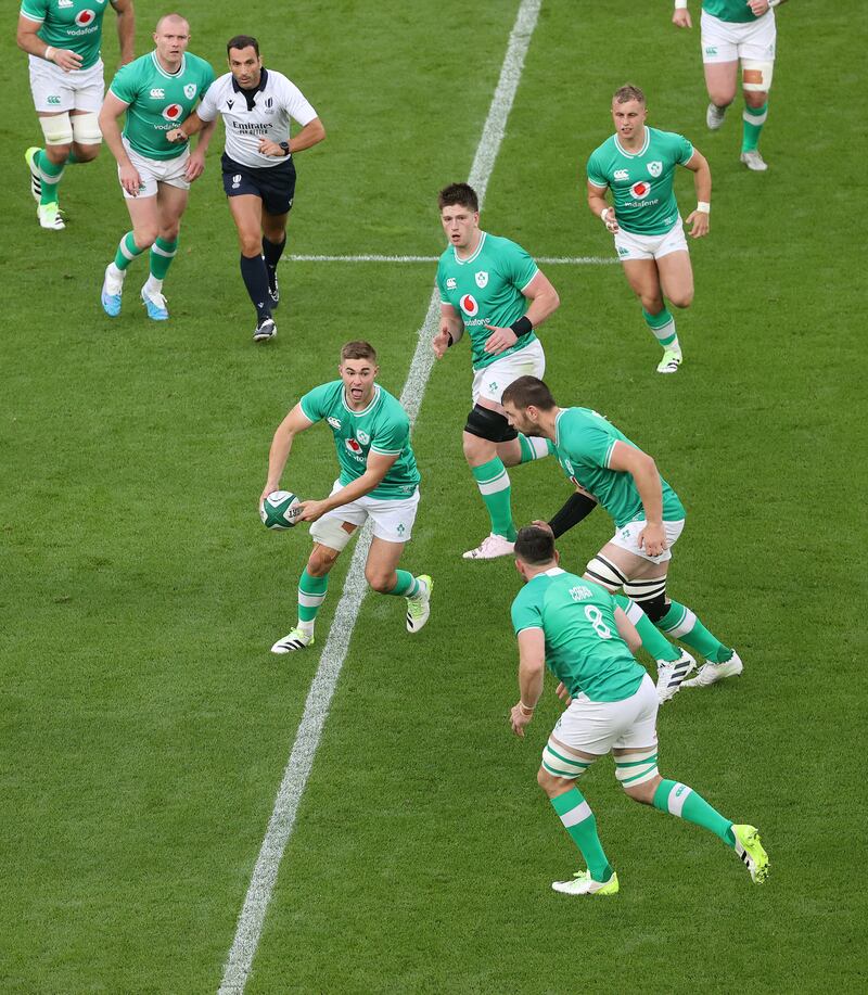 Jack Crowley radiated composure for Ireland against Italy. Photograph: Bryan Keane/Inpho