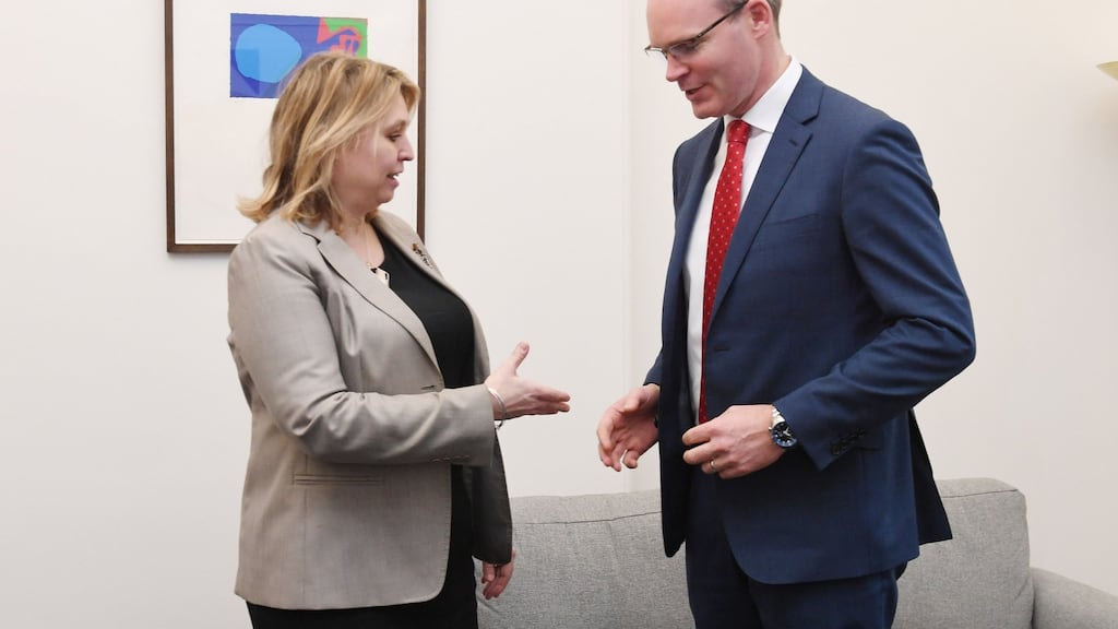Tánaiste Simon Coveney meets Northern Ireland Secretary Karen Bradley at the Northern Ireland Office in Westminster, London, on Friday. Photograph: Stefan Rousseau/PA Wire.