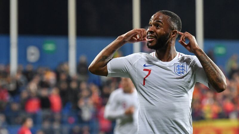 Raheem Sterling scored England’s fifth in their win over Montenegro. Photograph: Andrej Isakovic/AFP/Getty