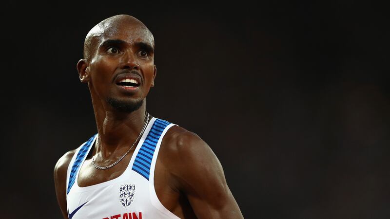 Mo Farah of Great Britain reacts after finishing second in the Men’s 5000 Metres final. Photo: Michael Steele/Getty Images