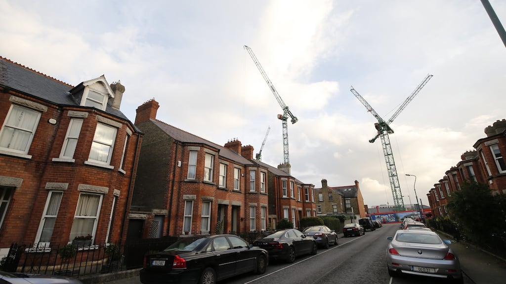 Cranes tower above the National Children’s Hospital site, as viewed from the South Circular Road in Dublin. Photograph: Nick Bradshaw/The Irish Times