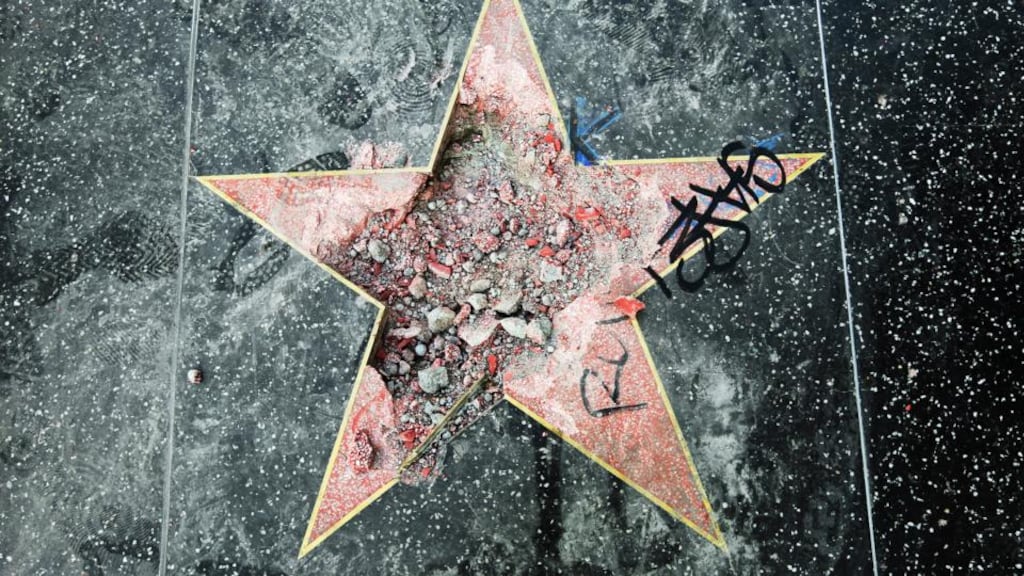 US President Donald Trump’s vandalised star on the Hollywood Walk of Fame on July 25th. Photograph: Reed Saxon/AP