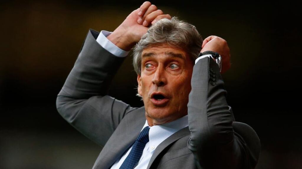 Manchester City manager Manuel Pellegrini: criticised Uefa for allowing tonight’s fixture to go ahead on a threadbare pitch the Manchester City manager described as “unbelievable”. Photograph: Eddie Keogh/Reuters