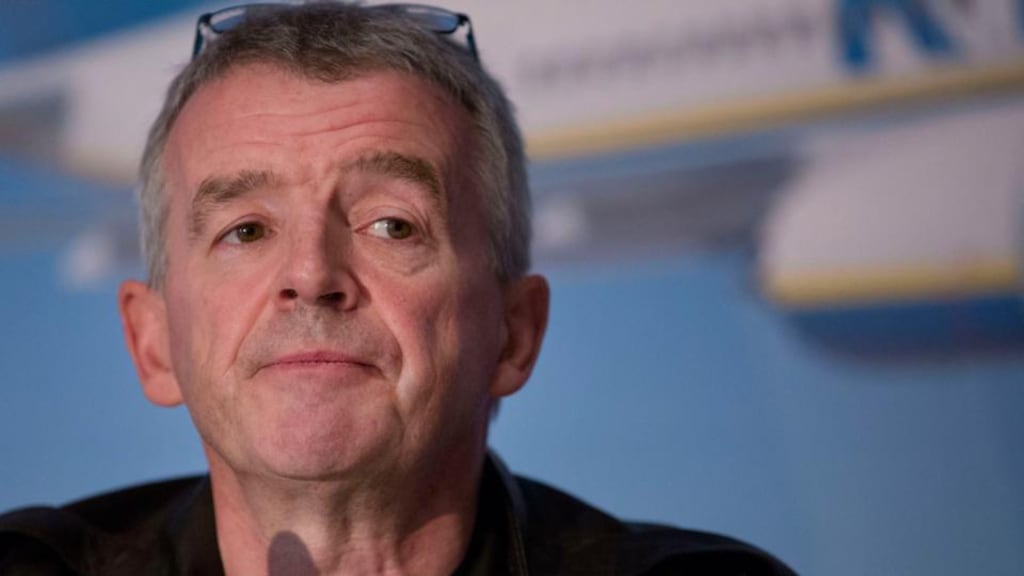 Ryanair chief executive Michael O’Leary at a news conference in New York yesterday to announce Ryanair’s pledge to buy up to 200 new Boeing 737 Max aircraft. Photograph: Jin Lee/Bloomberg