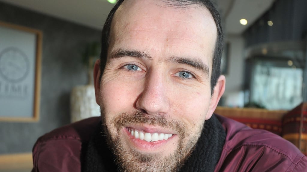 Michael Sheridan with dentures as he awaits implants in April.