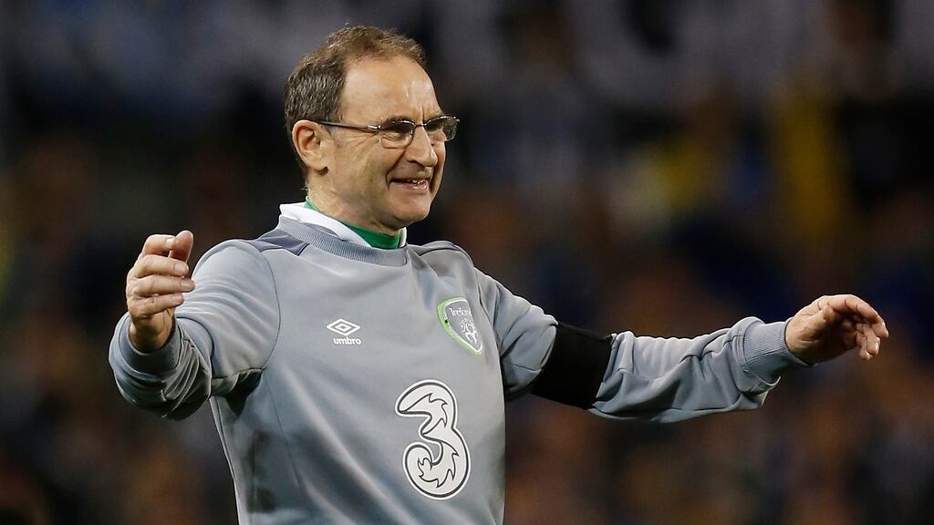 Martin O’Neill: his side has moved up 11 places in the world rankings to 31st spot. Photograph: Lee Smith/Reuters
