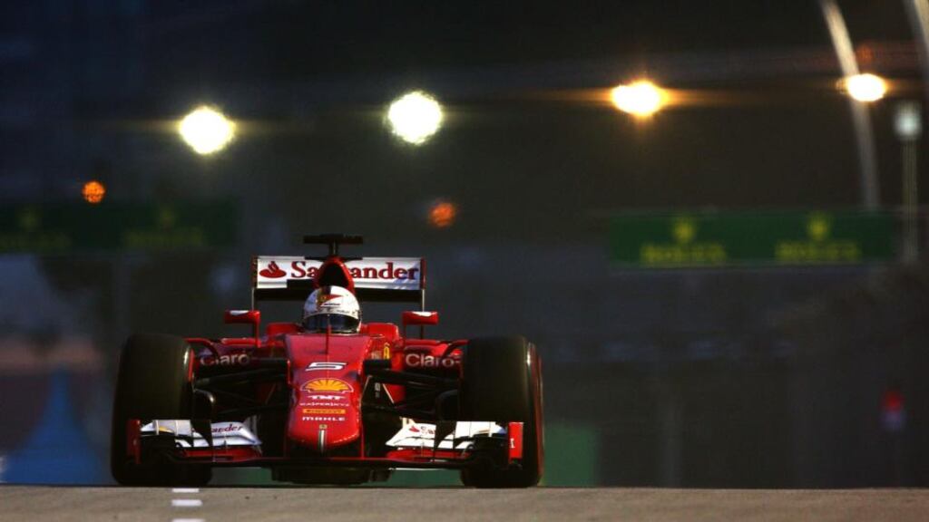 Sebastian Vettel of Germany will start from pole at the Formula One Grand Prix of Singapore at Marina Bay Street Circuit. Photograph: Clive Mason/Getty Images