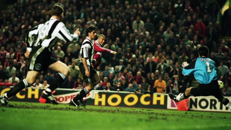 The faous 4-3 win for Newcastle over Liverpool in 1996 shows a sharp contrast to today’s game. Photo: Stu Forster/Getty Images