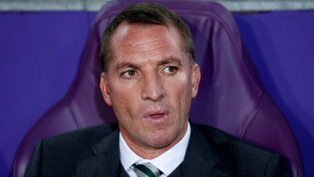 Celtic manager Brendan Rodgers watches his team beat Anderlecht. Photograph: Francois Lenoir/Reuters
