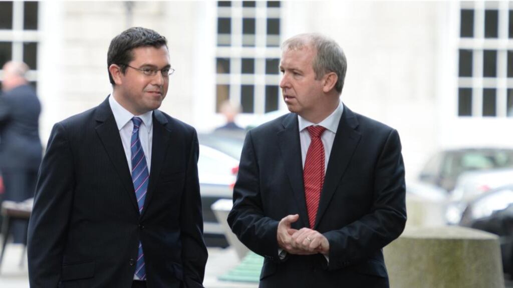 Terence Flanagan (left) and Brian Walsh, who are among the four Fine Gael TDs - along with Billy Timmins and Peter Mathews - who defied their party whip to vote against the second stage of the Protection of Life during Pregnancy Bill. Photographer: Dara Mac Dónaill/The Irish Times