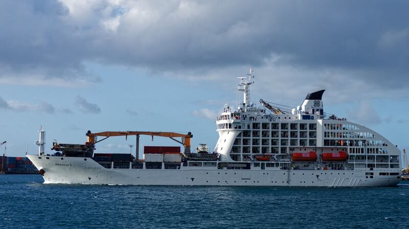 The cruise ship Aranui 5 is serving as a floating hotel in Tahiti, French Polynesia during the Olympic Games. Photograph: Sylvain Lefevre/Getty Images