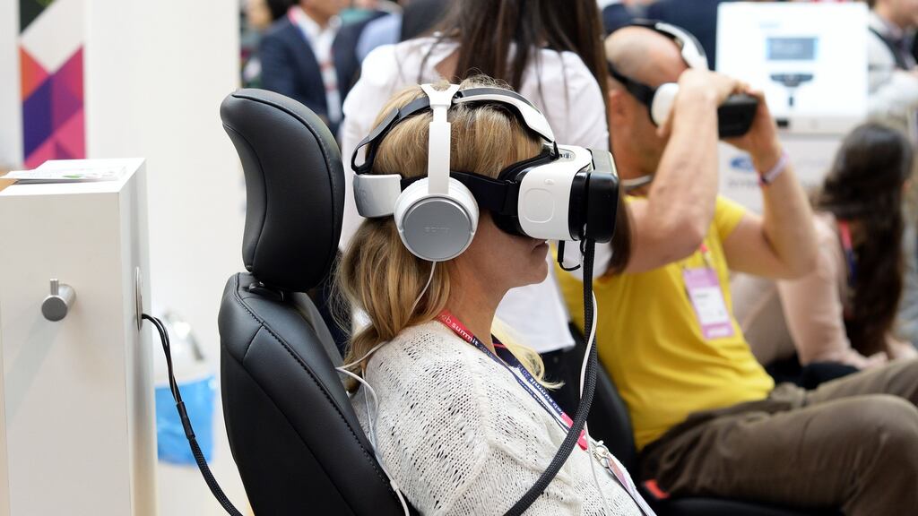 An exhibitor stand at the Web Summit in Dublin in 2015:  the fundraising landcsape for start-ups is generally a hazardous strip of prickly land running between a rock and hard place . Photograph: Eric Luke