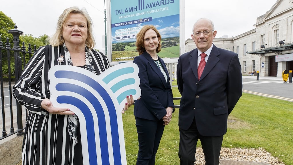 President of the RDS Bernie Brennan pictured launching the inaugural Talamh Awards with members of the judging panel Dorín Graham and John Dardis. Photograph: Andres Poveda
