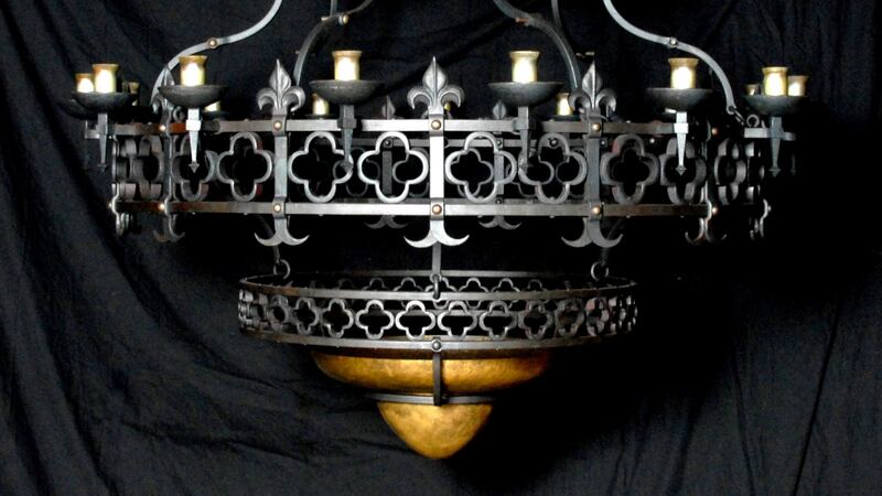 Mark Keeling’s massive two tier wrought iron chandelier which hangs in Swords Castle. A similar piece would cost around €20,000.