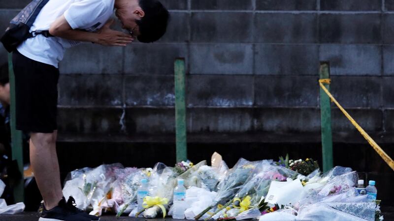 Outside Kyoto Animation on Friday. Photograph: Kim Kyung-Hoon/Reuters
