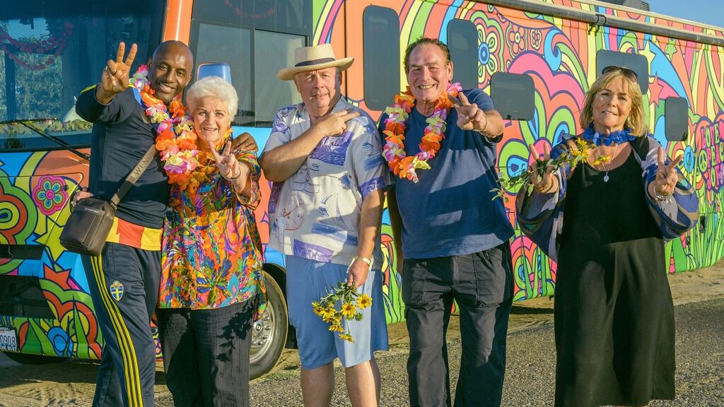 Gone to Pot stars John Fashanu, Pam St Clements, Christopher Biggins, Bobby George and Linda Robson. Photograph: ITV