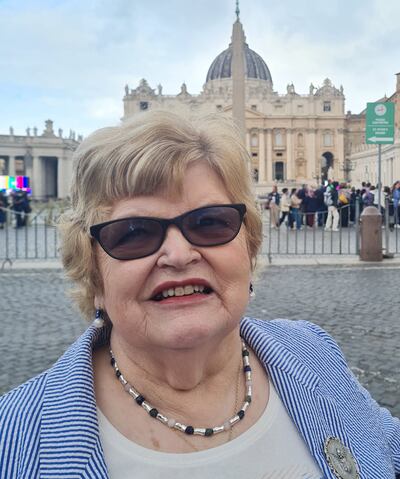 Brenda Cleary from Belfast at St Peter's Square in Rome. Photo: Patsy McGarry
