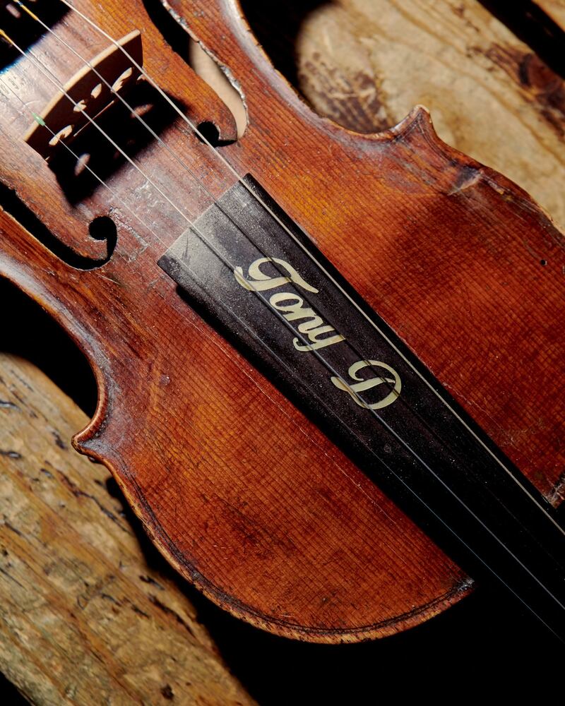 Tony DeMarco’s custom fiddle in New York. Photograph: Vincent Tullo/The New York Times