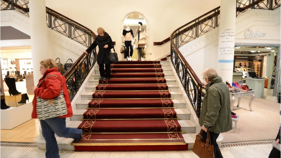 The staircase at Clerys. Photograph: Dara Mac Dónaill