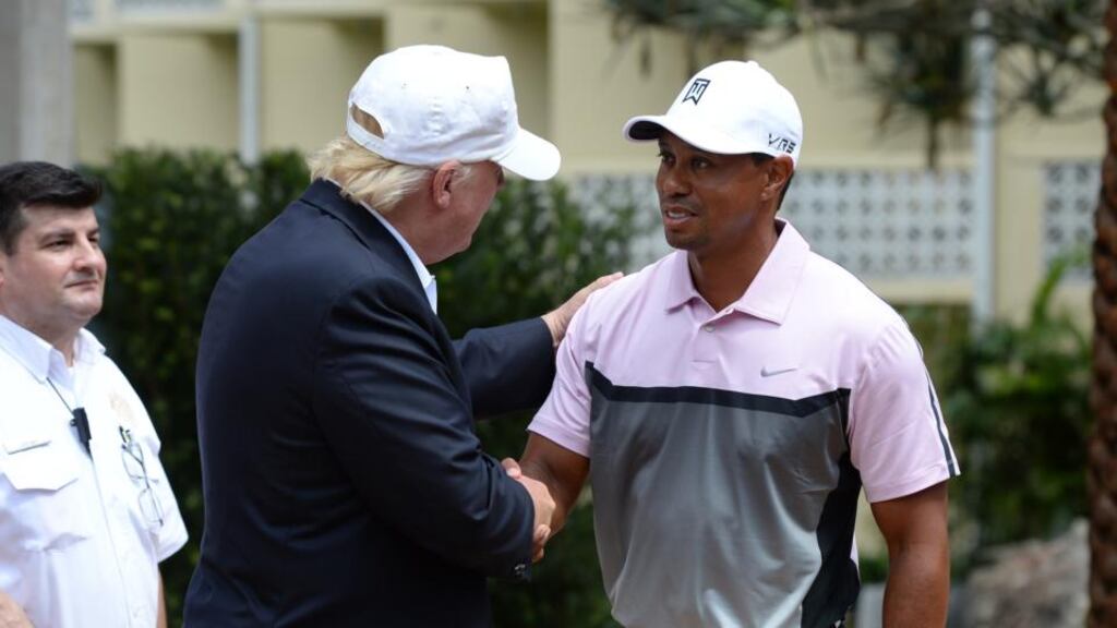 Donald Trump tweeted his praise of Tiger Woods and how he responded to a question about their relationship. Photo: Uri Schanker/GC Images