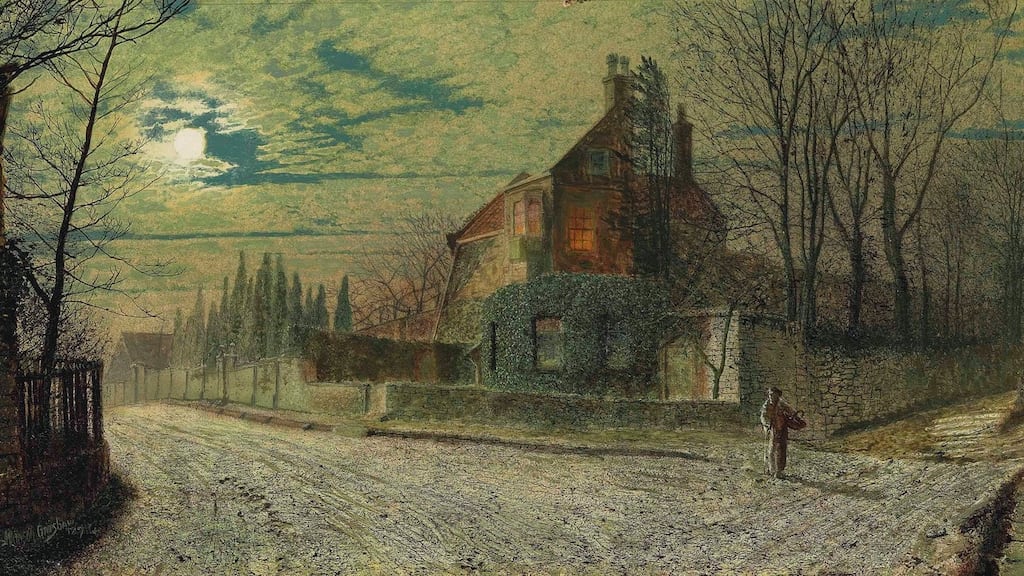 A painting by John Atkinson Grimshaw (1836-1893) of Yew Court, Scalby, on a November night, is the first of two works from the Beit collection at Russborough House to be auctioned this week at Christie’s in London.