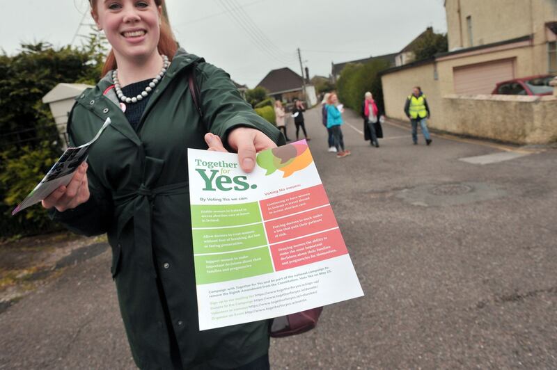 Eighth Amendment: canvassing for Together for Yes in Glasheen, in Cork. Photograph: Daragh Mc Sweeney/Provision