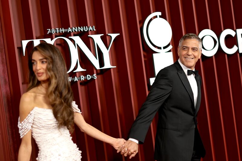 Amal Clooney and George Clooney attend The 78th Annual Tony Awards at Radio City Music Hall in New York on Sunday. Photograph: Dimitrios Kambouris/Getty Images for Tony Awards Productions