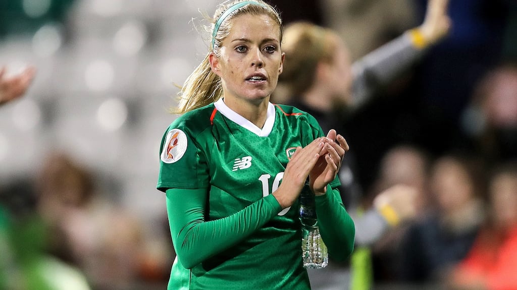 Denise O’Sullivan’s form for Ireland, not least in the opening two games of their qualifying group when they beat Montenegro and Ukraine, earned her the Senior International Player of the Year award. Photograph:  Laszlo Geczo/Inpho