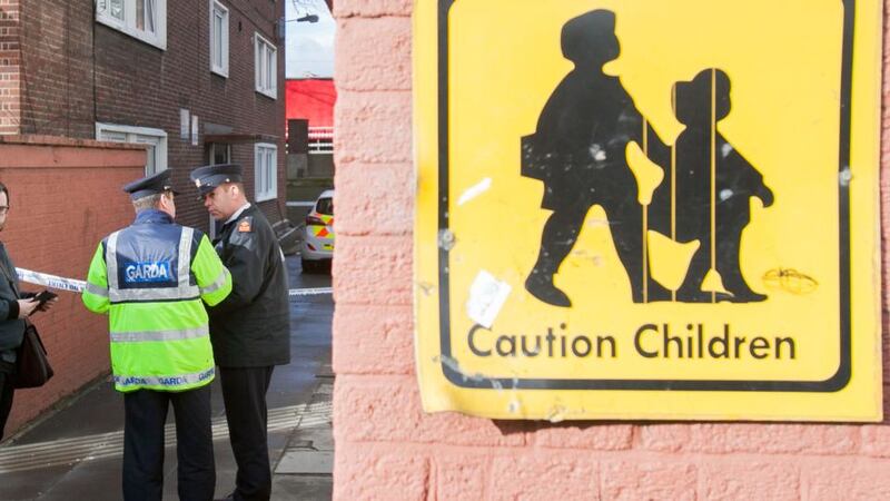 “In the drugs trade, murder begets murder, while poverty and social disadvantage provide a ready supply of young replacements.” Gardaí on Wednesday at the scene of the fatal shooting of Jason “Buda” Molyneux (27) at James Larkin House at North Strand, Dublin. Photograph: Gareth Chaney/Collins