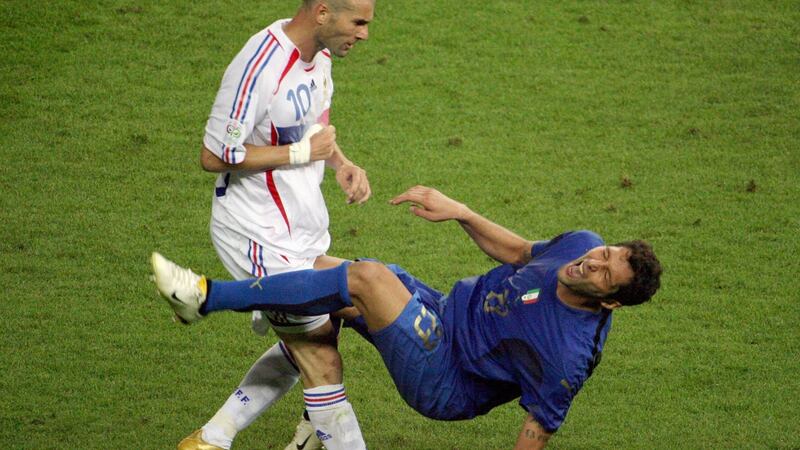 Zinedine Zidane headbutts Marco Materazzi during the 2006 World Cup final. Photo: John Macdougall/AFP via Getty Images