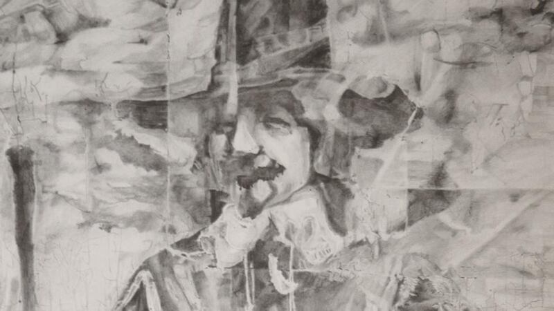 Detail from Hidden Figure in X-ray of Rembrandt Portrait of Frederick Rihel on Horseback, by Brian Fay