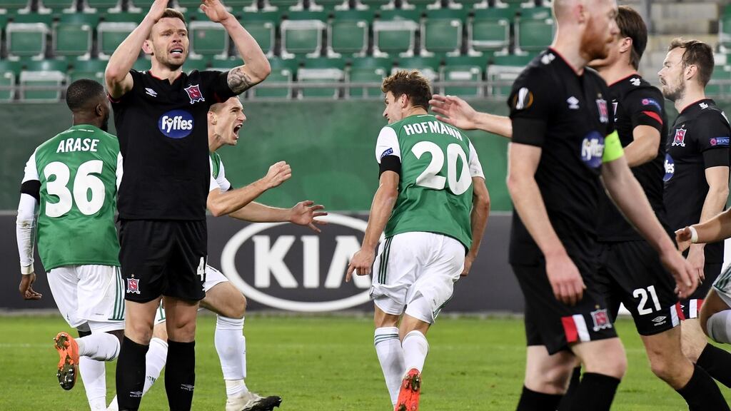 Defeat at Allianz Stadion leaves pointless Dundalk bottom of Group B after three matches, while Rapid earned their first points of the competition. Photograph: EPA
